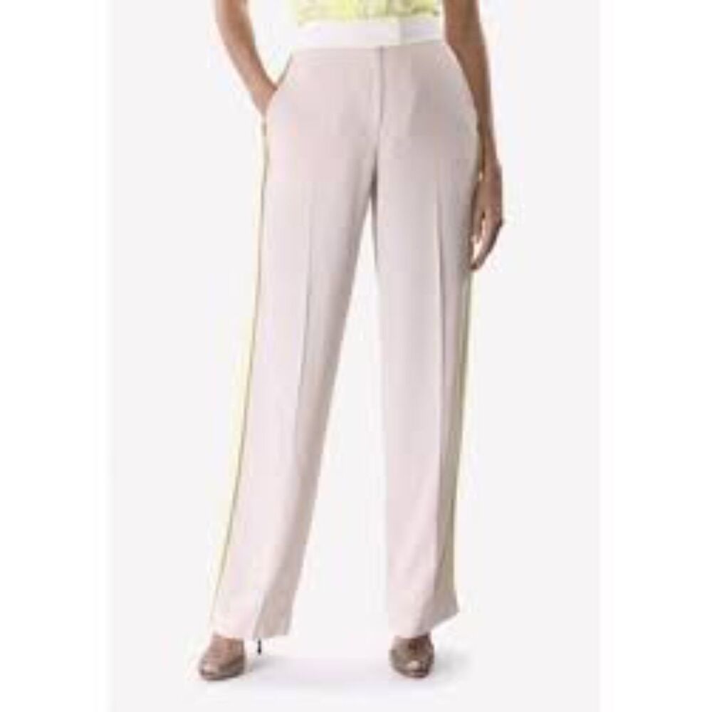 Jason Wu High Waist Straight Leg Pant Contrast Stripe Sz 4 Neutral Statement